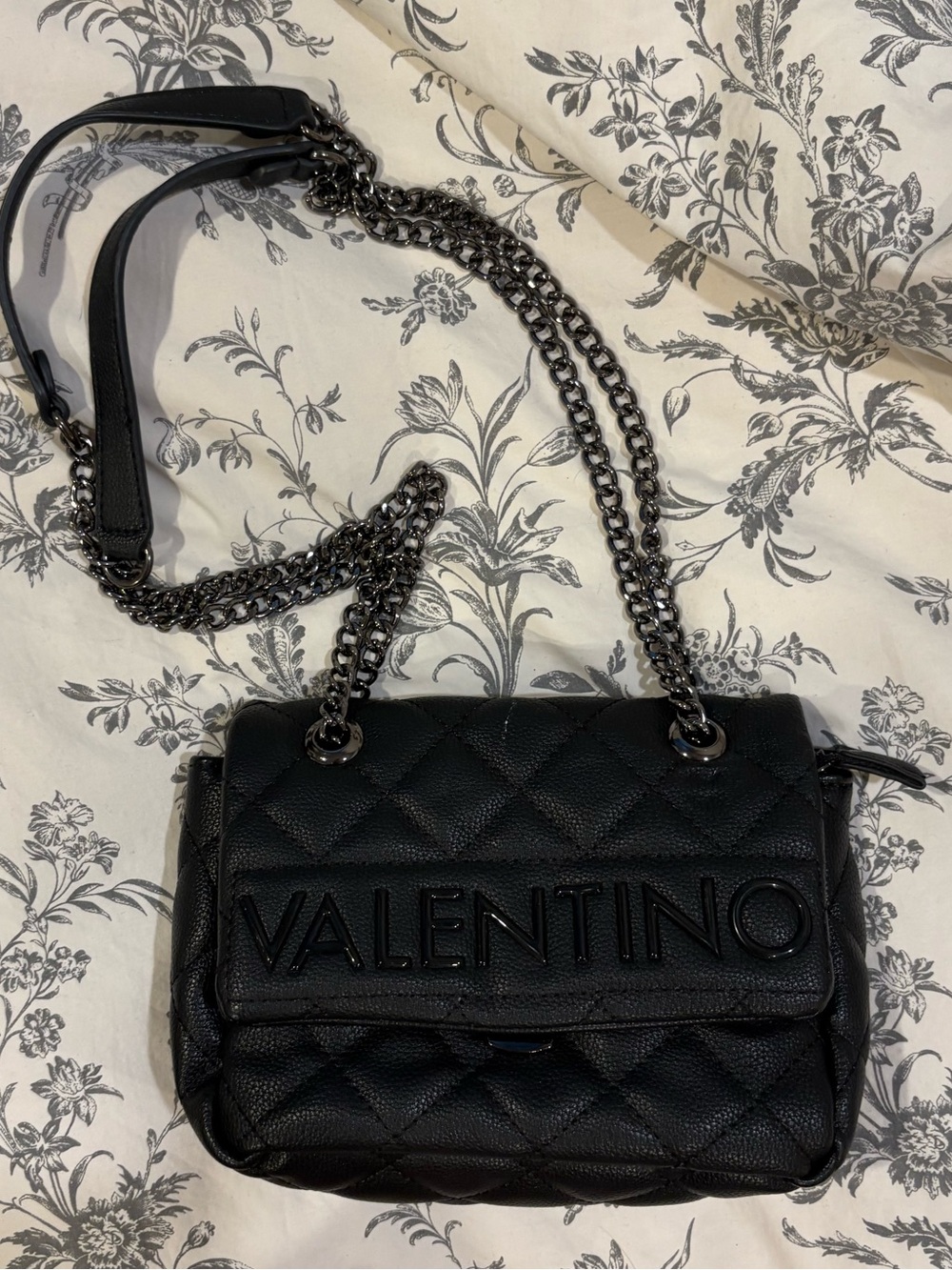 Valentino Black Quilted Crossbody with Chain Strap